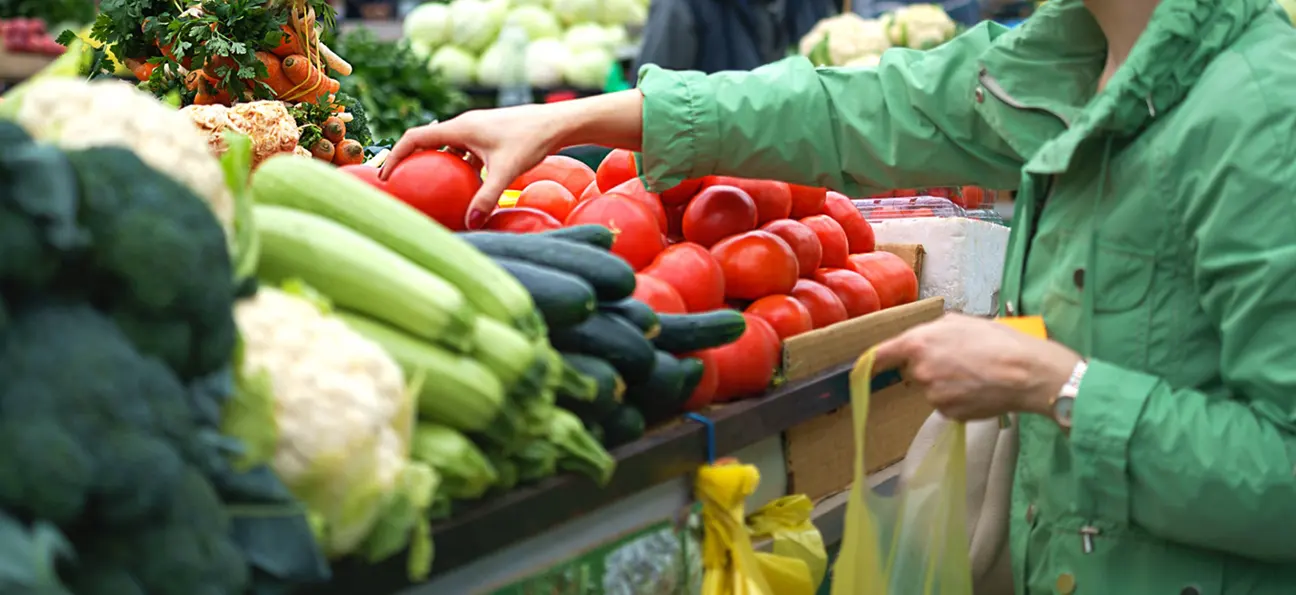 Woman shopping at the local Farmers Market