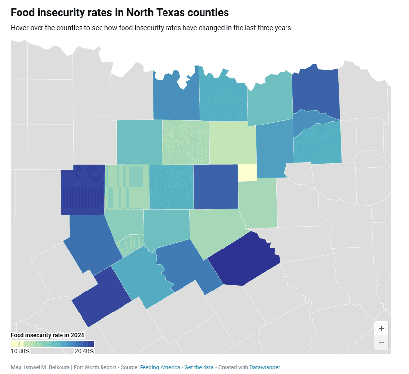 FWR Food Insecurity Rates in North Texas counties